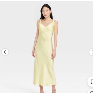 Yellow Satin Slip Dress